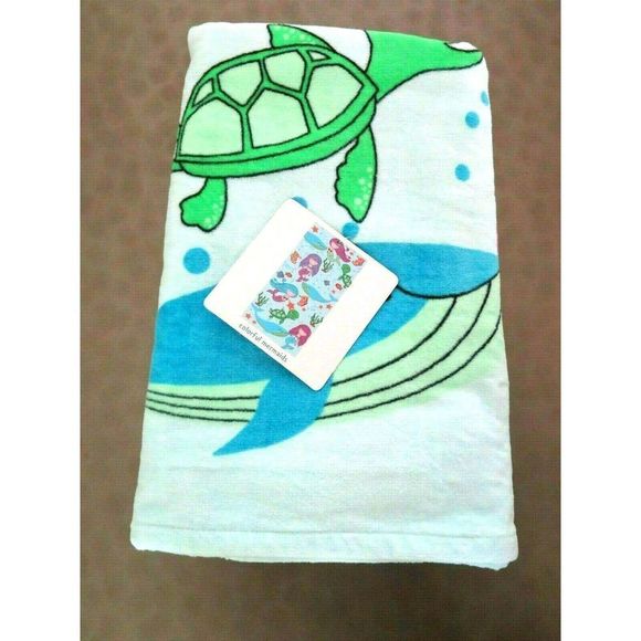 Surf & Sand Kassafina Large Beach Towel Mermaid Turtle Whale 100% Cotton $58 - Picture 6 of 6